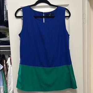 Blue and Green Sleeveless Tank Top with pockets
